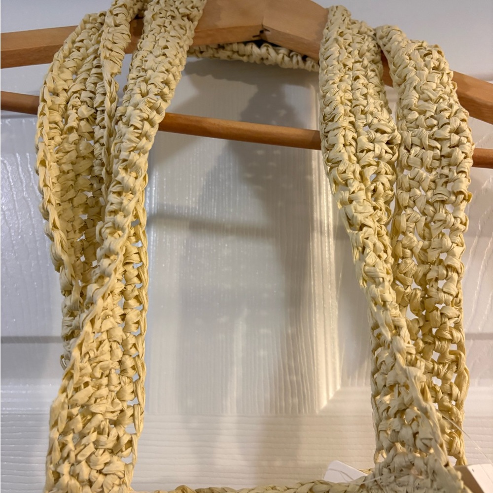 Straw Studios Soft Pale Yellow Crochet Tote - Picture 4 of 8
